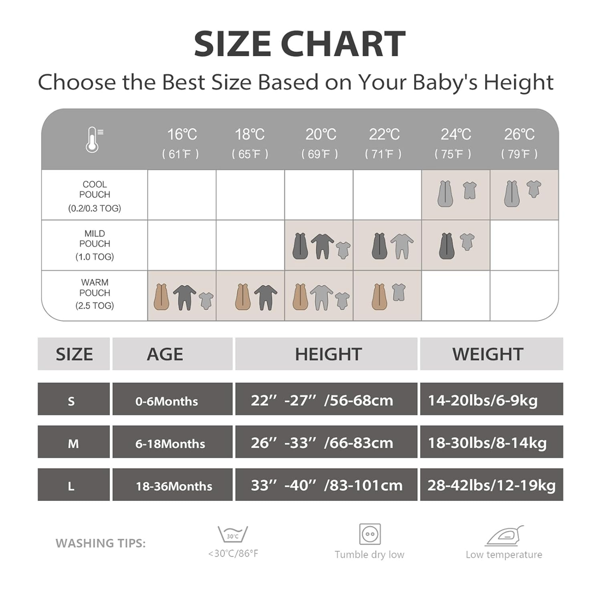 MOSEBEARS saco de dormir 2,5 TOG 18-36 meses para bebés
