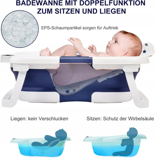 GLENMORE bañera plegable para bebé con desagüe y termómetro