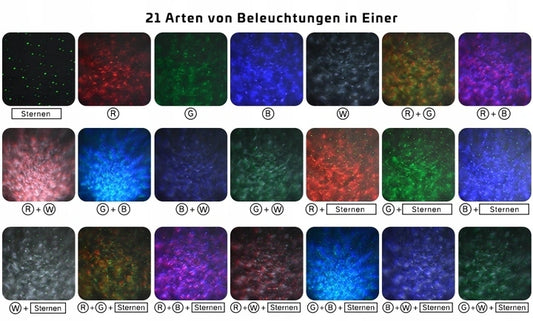 VOKSUN LED Bluetooth projektor gwiazd + pilot, 21 efektów światła i zorzy na sufit
