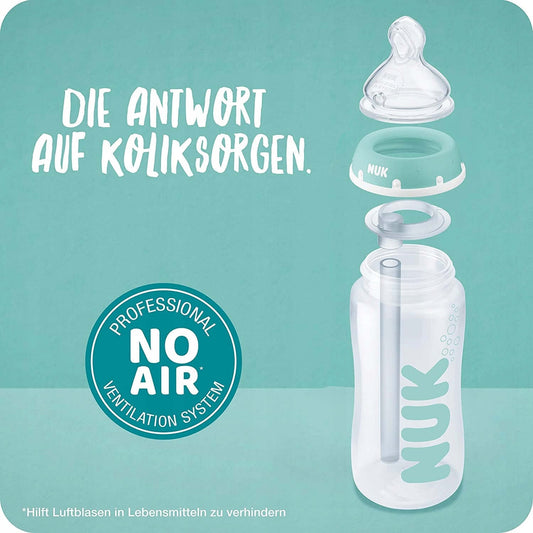 NUK ANTI-COLIC Professional butelki 3x 300 ml 0-6 z systemem wentylacji NO AIR i smoczkiem anti-colic