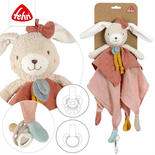 FEHN Natur manta de apego de algodón para bebé CONEJO 37 cm