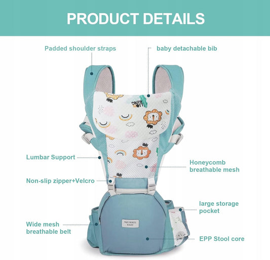 NUKIED portabebés ergonómico con cinturón de cadera 6 en 1 para bebés