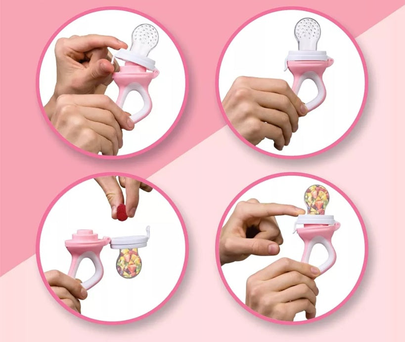 LUXIOR dispensador de chupete para frutas para niños de 3-12 meses 2 piezas 6 boquillas