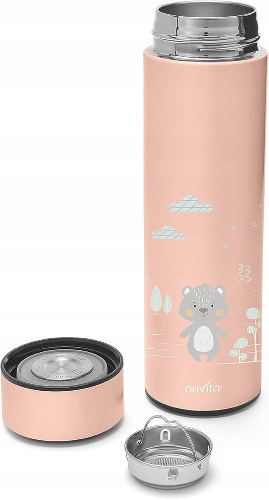 NUVITA termos na gorące i zimne napoje 500 ml z cyfrowym termometrem LED, różowy termos 6 m+
