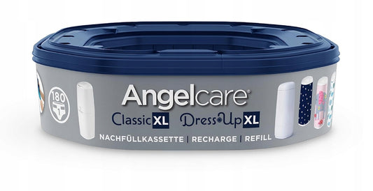 ANGELCARE Classic XL kosz na zużyte pieluchy + wkład Dress Up, biały, wkład na 180 pieluch