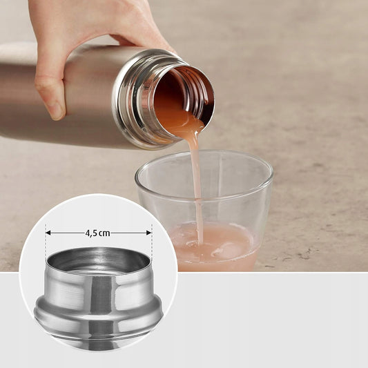 REER Pure termos ze stali nierdzewnej 700 ml, srebrny, z szerokim otworem 5 cm, do gorących i zimnych napojów
