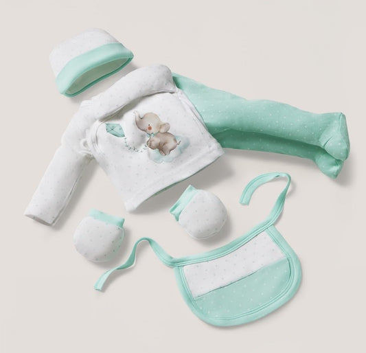 INTERBABY cotton gift set: pajamas, hat, socks, bib, tights