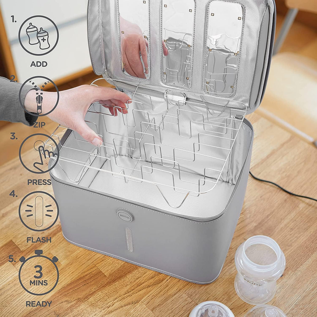 NUBY esterilizador portátil UV para juguetes y más 360 grados