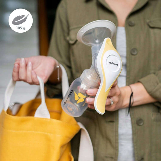 MEDELA Harmony Flex laktator ręczny 2fazowy U "O, lekki, przenośny laktator ręczny 105 g, żółty