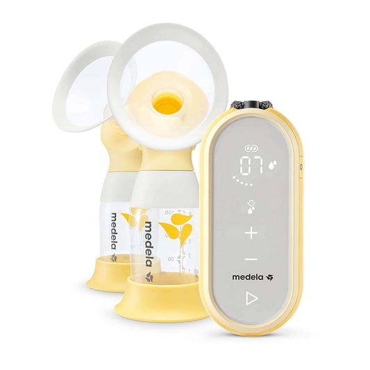 MEDELA Freestyle Flex podwójny LAKTATOR 2-fazowy U, żółty elektryczny laktator z akumulatorem i podwójnymi lejkami