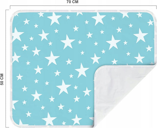FULLBERG mata wodoodporna 50x70 cm, niebieska mata w gwiazdki, wodoodporna, z wymiarami 50x70 cm