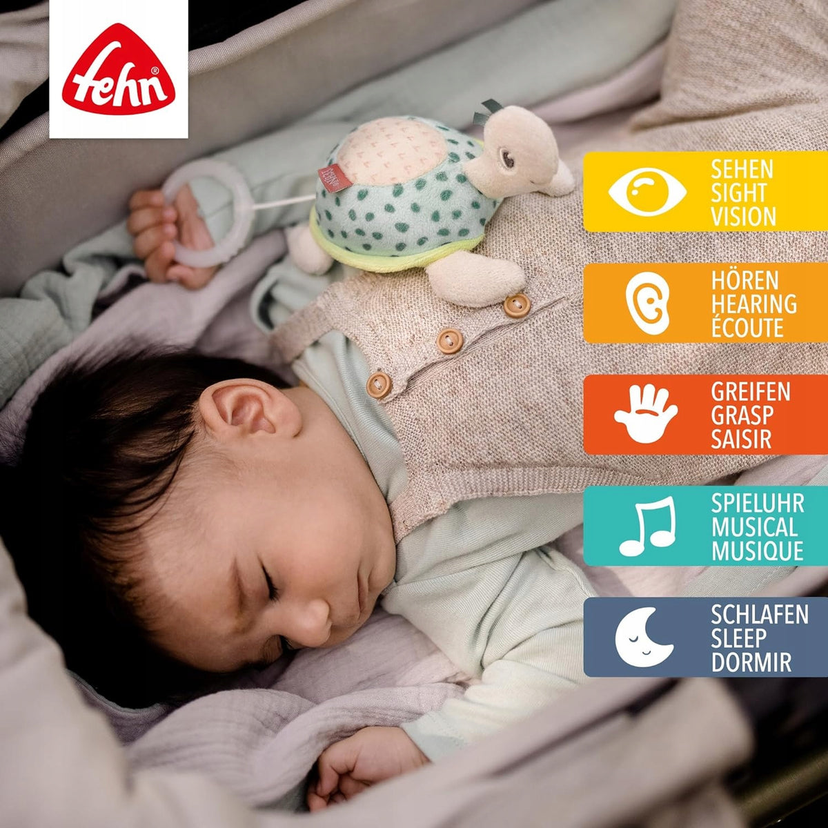 FEHN peluche con caja de música TORTUGA 16 cm