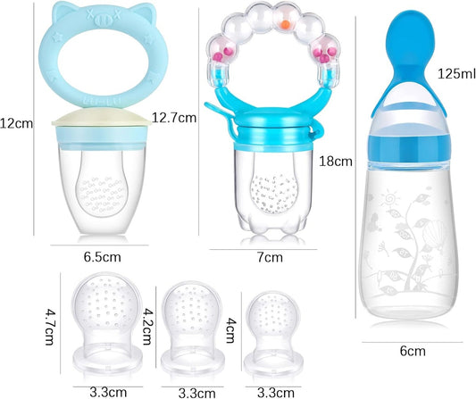 KOSHINE chupete para frutas 2 piezas 5 boquillas + cuchara 125 ml y cadena