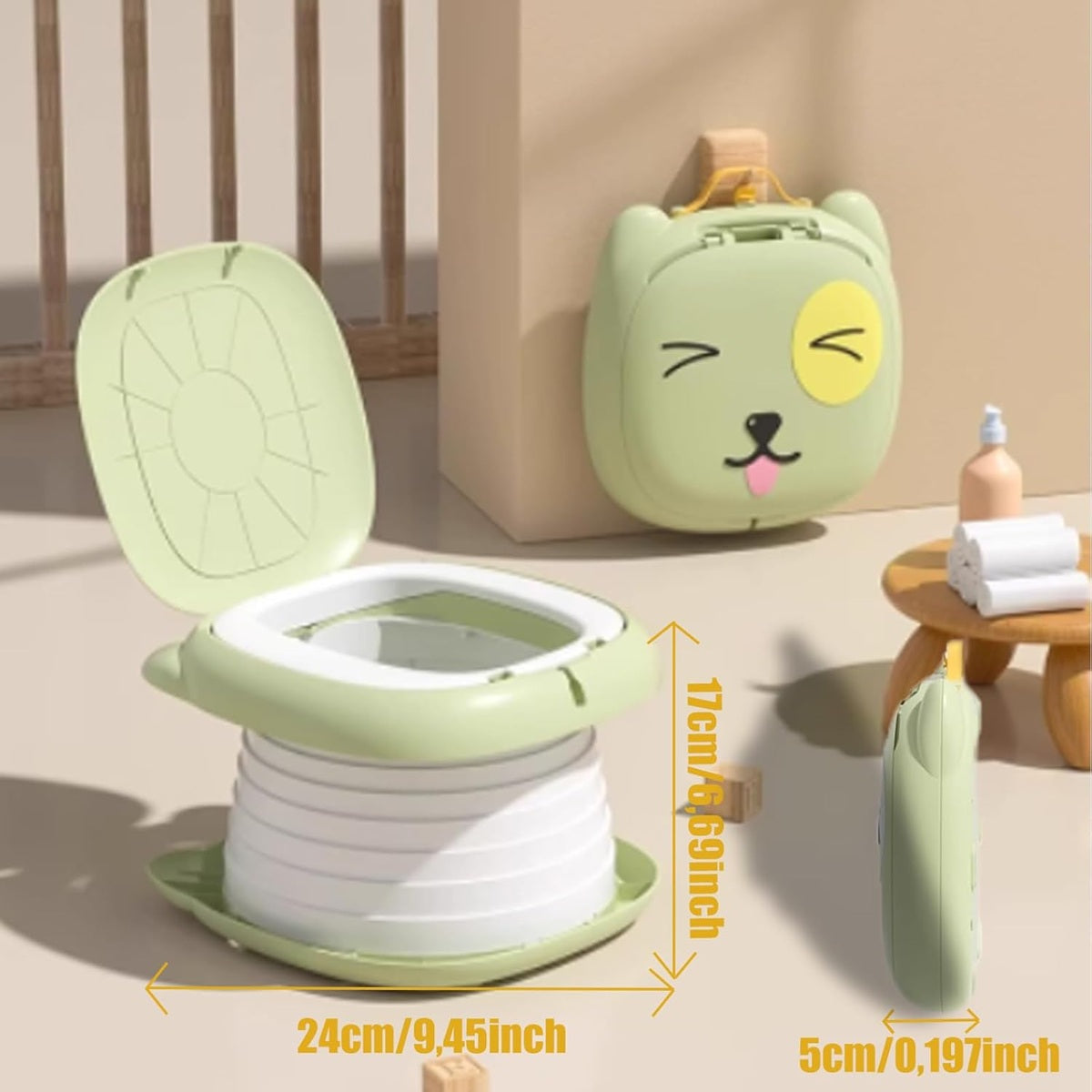 Orinal plegable portátil para niños con bolsas y funda
