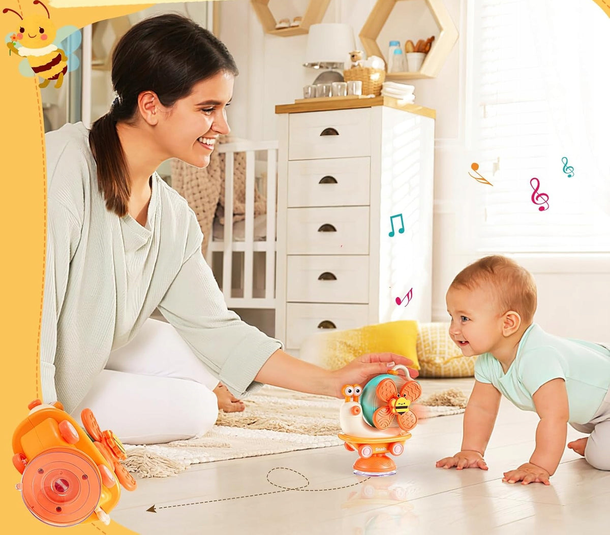 WEIXINGDA Molino de viento Caracol 5 en 1 juguete sensorial caracol con ventosa
