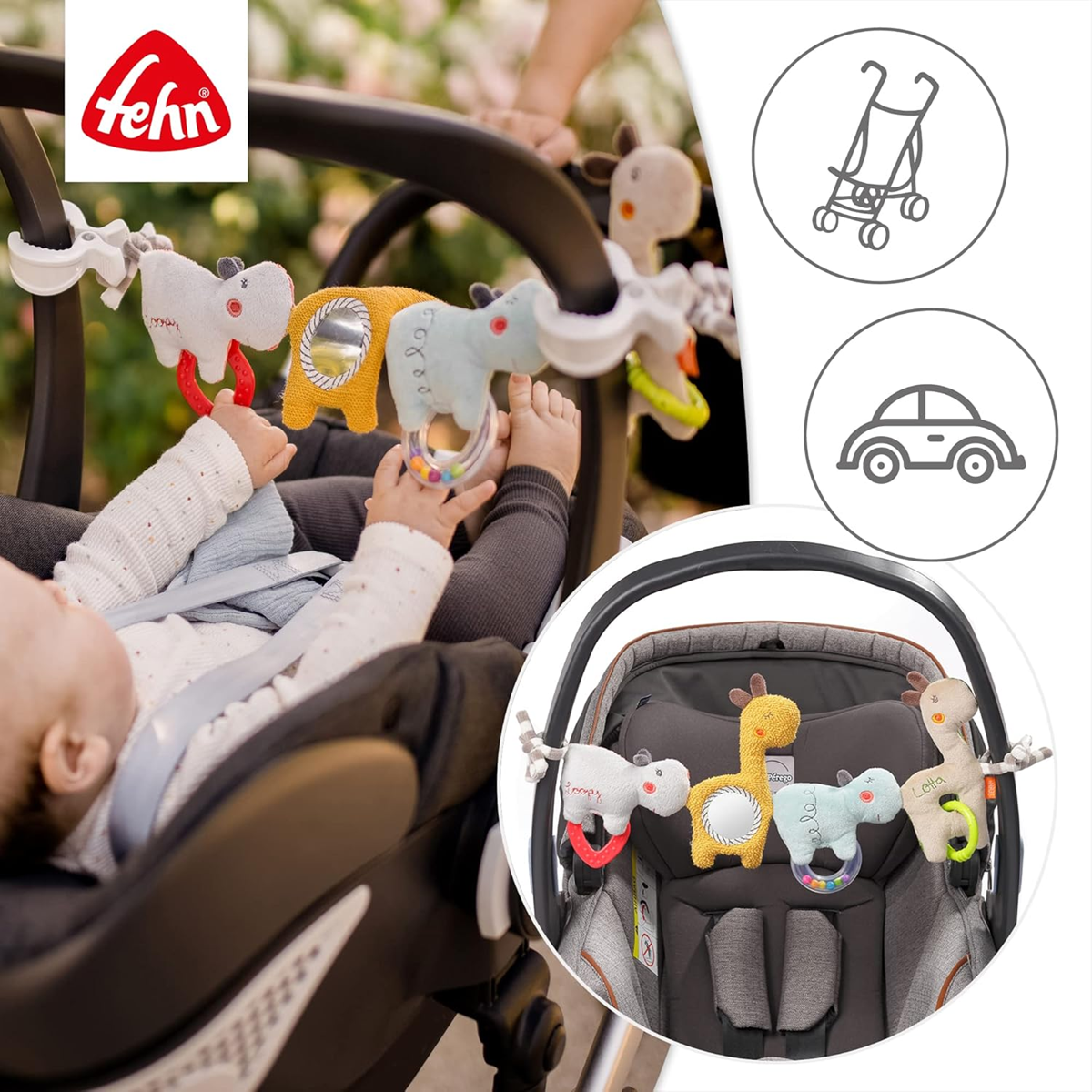 Cadena colgante para cochecito, cuna, silla de coche LOOPY & LOTTA 55 cm