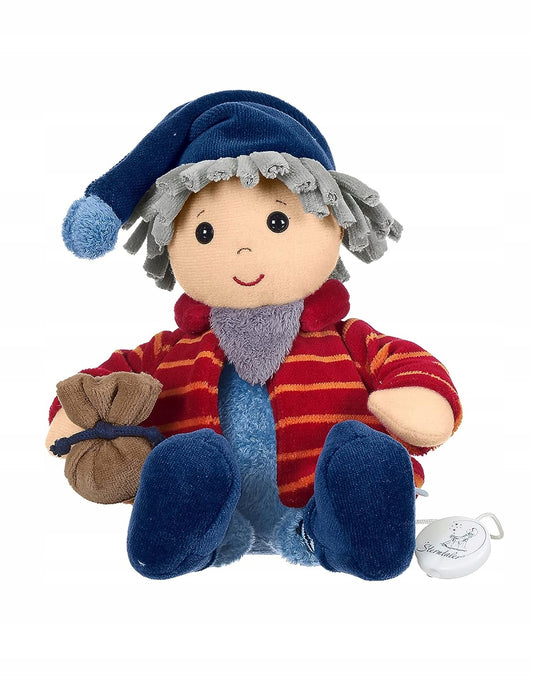 STERNTALER Sandmann przytulanka z pozytywką 23 cm "N. miękka lalka w niebiesko-czerwonym stroju dla dzieci od urodzenia