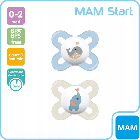 MAM START chupete calmante x2 0-2m látex natural