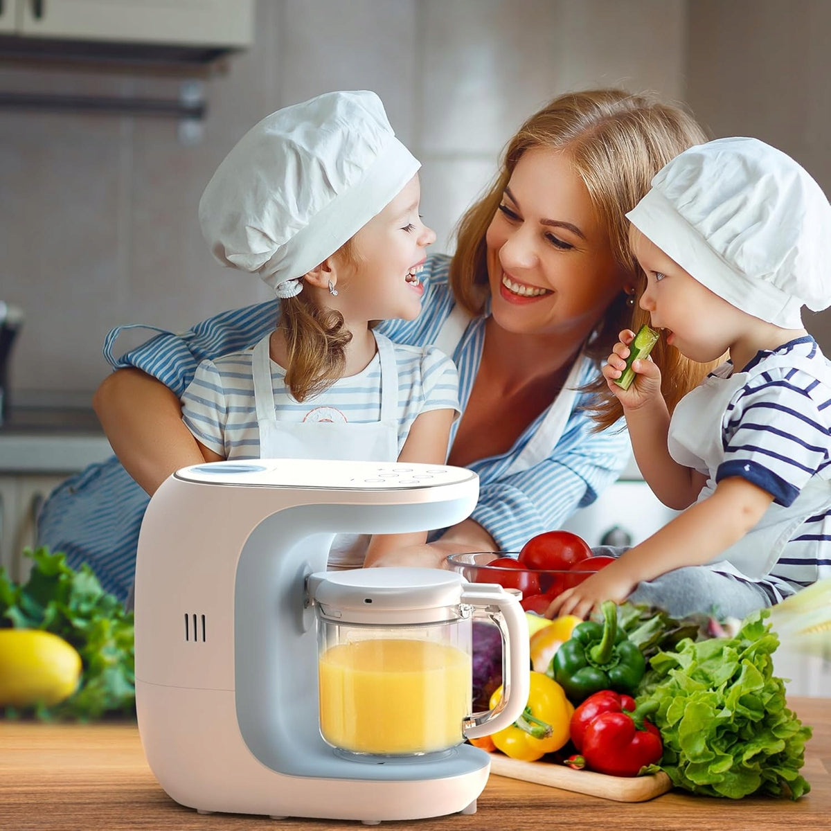 ECCOMUM robot de cocina 5 en 1 vaporera batidora esterilizador + espátula