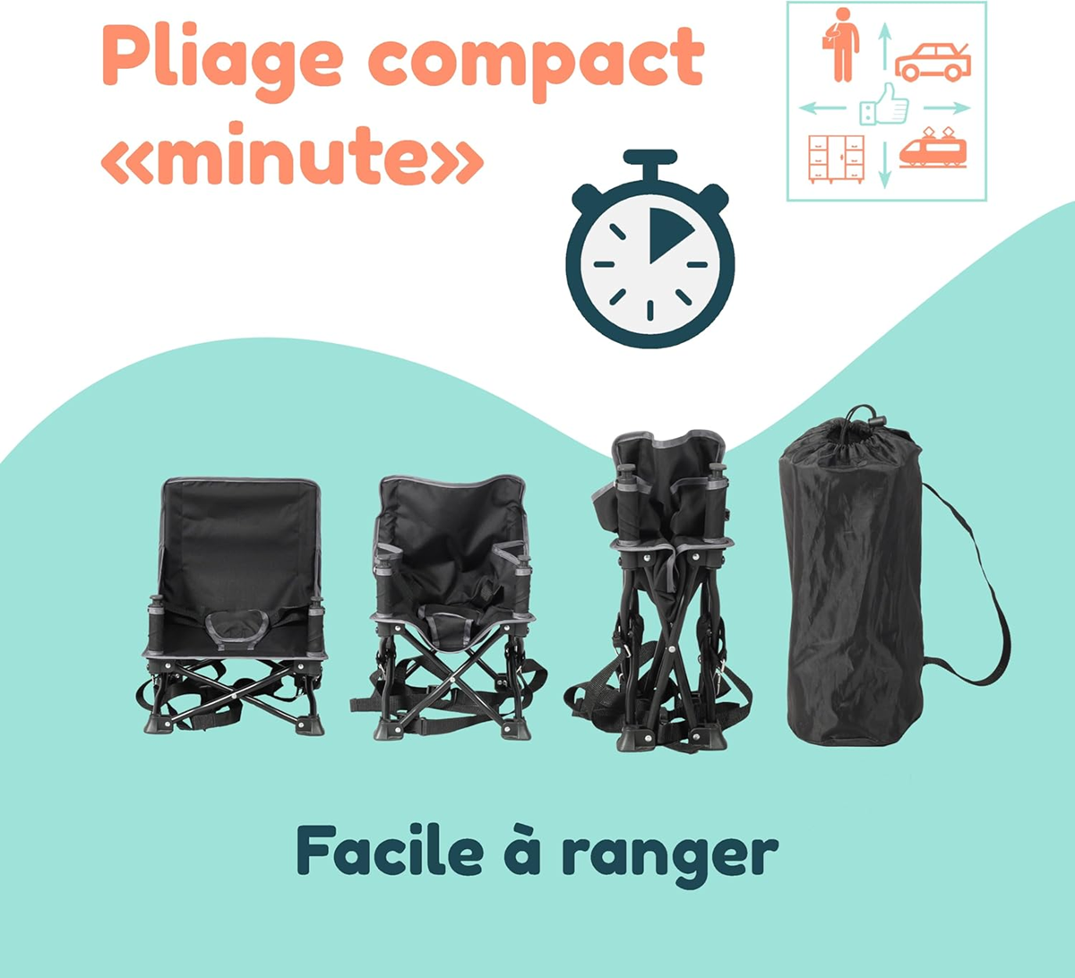 BAMBISOL silla infantil portátil con bandeja