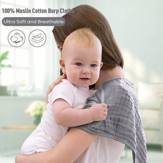 YOOFOSS pieluchy muślinowe 25cm x 49cm x10szt. miękkie i oddychające, 100% bawełna dla skóry dziecka