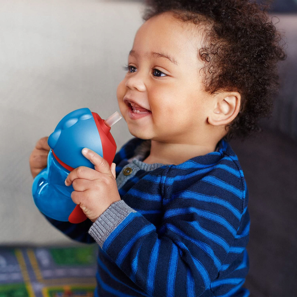 PHILIPS AVENT SCF/01 pokrywka do kubka 9 m + niebiesko-czerwona dla dziecka z miękką słomką