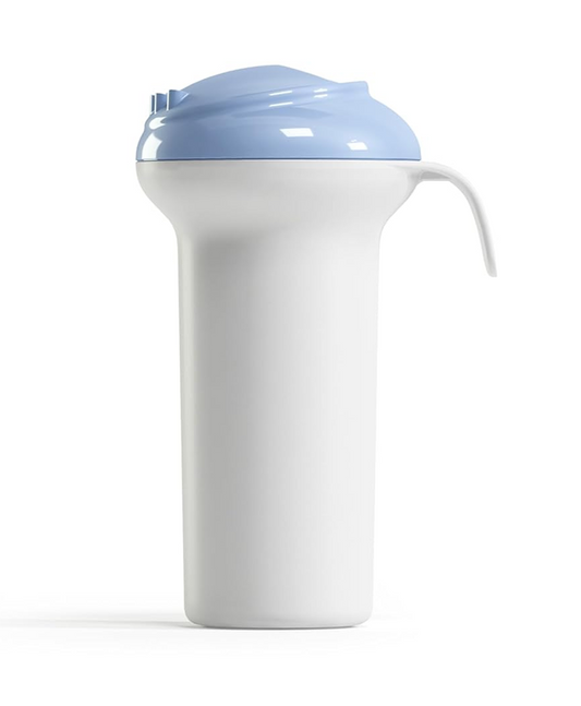 OKBABY Splash pojemnik do spłukiwania włosów dziecka 500 ml, błękitno-biały kubek do mycia włosów