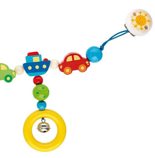 HEIMESS colgante de madera con campanitas para cochecito, cuna o silla de coche 40 cm