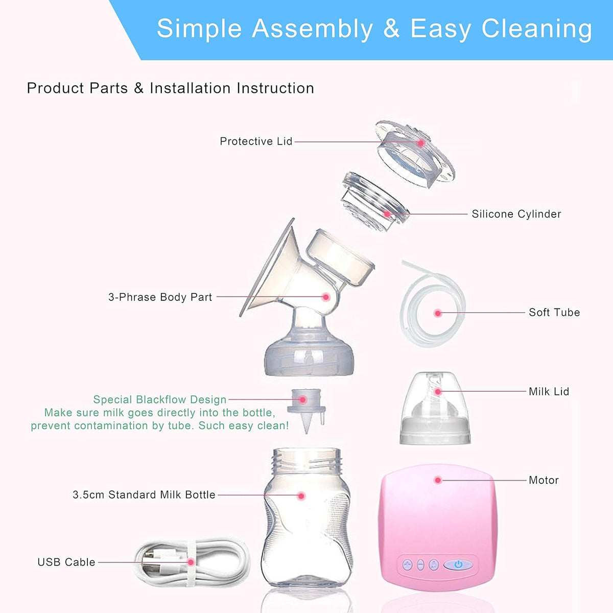 Sacaleches eléctrico inalámbrico BPA FREE YABTF
