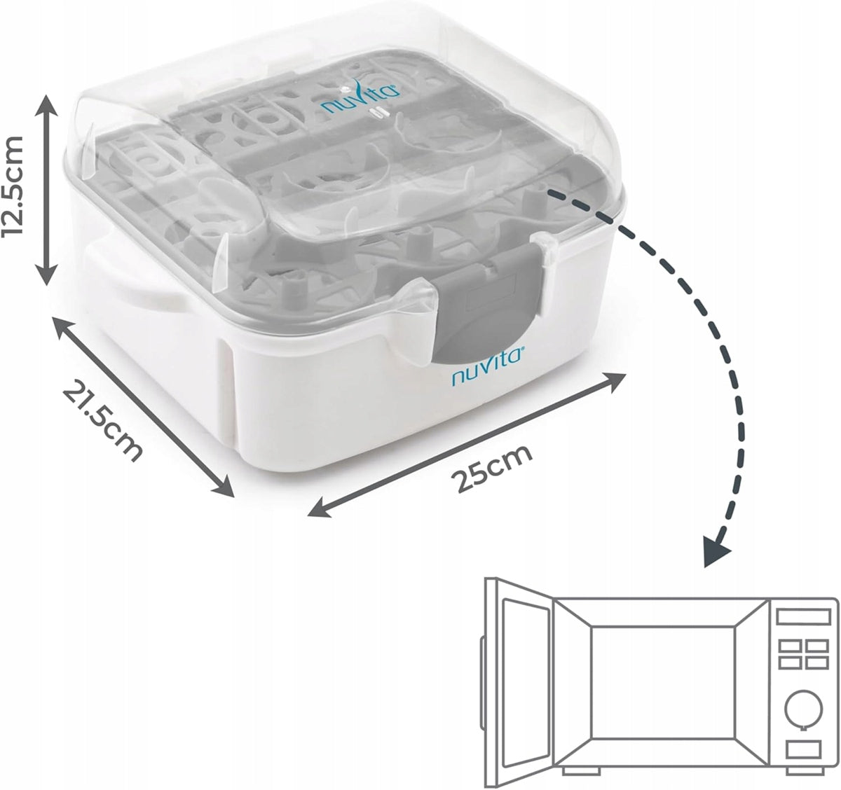 NUVITA 1085 esterilizador de microondas para 3 biberones y accesorios