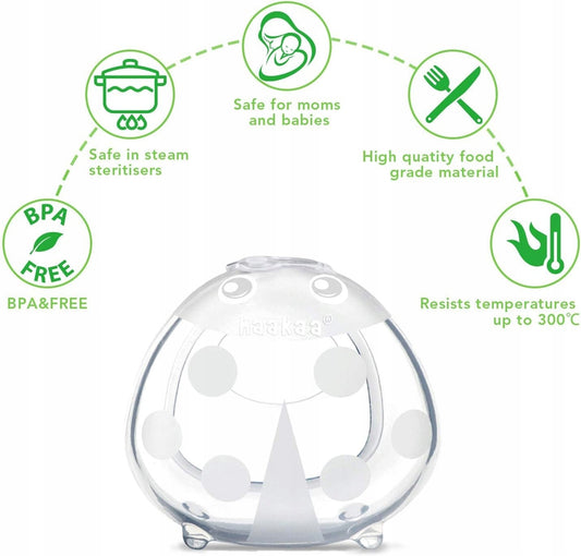 HAAKAA muszla laktacyjna do zbierania pokarmu BIEDRONKA, BPA free, dla mam karmiących, bezpieczna i wygodna.