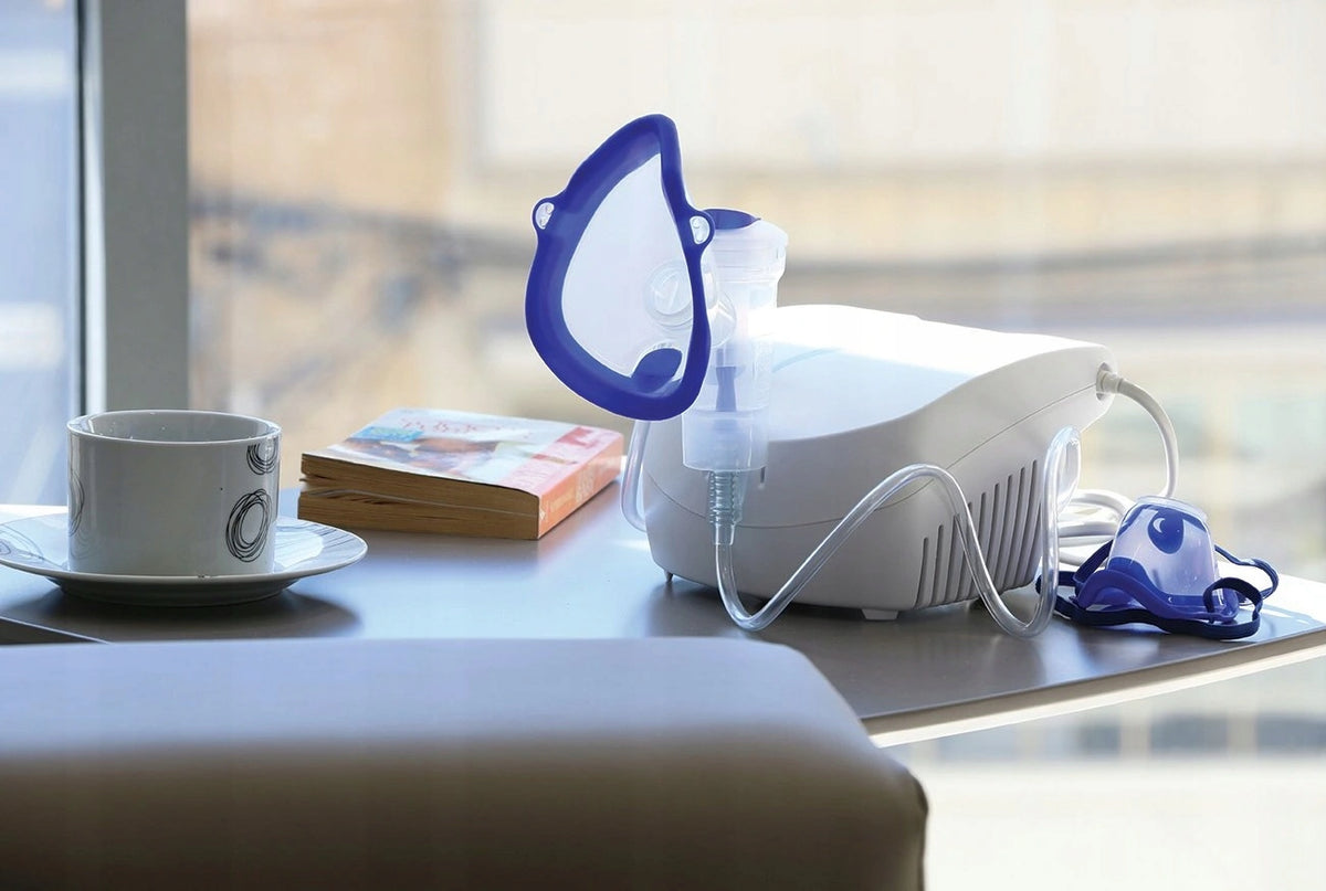 NUVITA INHALATOR, NEBULIZATOR 2 prędkości pracy, biały inhalator z maską i przewodem