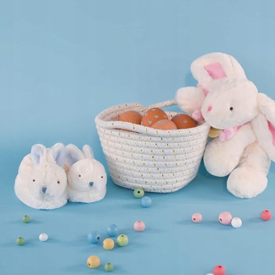 DOUDOU et COMPAGNIE zapatos suaves para bebé con sonajeros conejitos