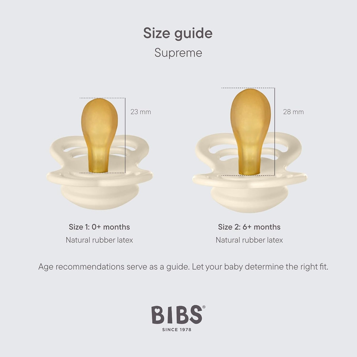 BIBS SUPREME chupetes calmantes de caucho natural 0-6 meses simétricos