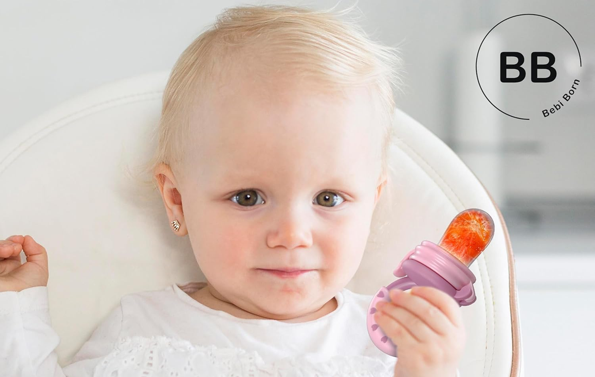 BEBI BORN mordedor dispensador de frutas para bebés 3-24m con 3 boquillas