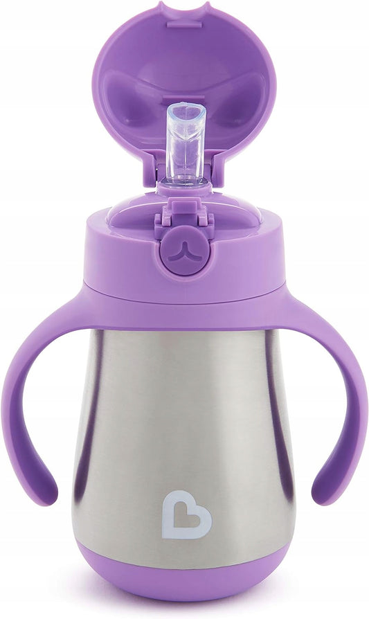 MUNCHKIN Cool Cat vaso antiderrames con pajita de acero inoxidable 237 ml