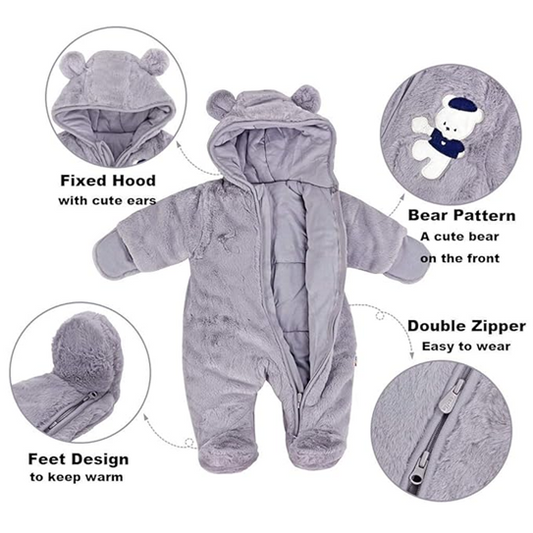 JIAMY mono de invierno con capucha 6-9 meses para bebés