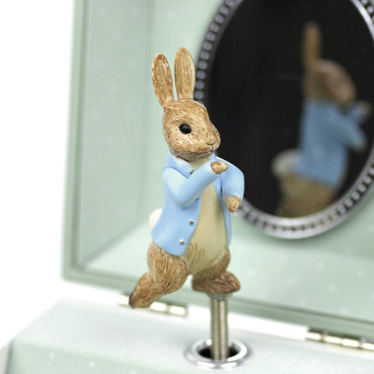 TROUSSELIER caja de música con mecanismo de cuerda 10,5 x 8,5 cm PETER RABBIT
