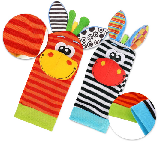 Pulseras para muñeca y calcetines con sonajeros, set de 4 unidades