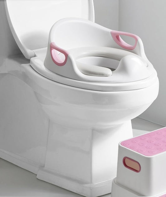 DEANIC toilet seat riser with a soft seat, handles, and lock