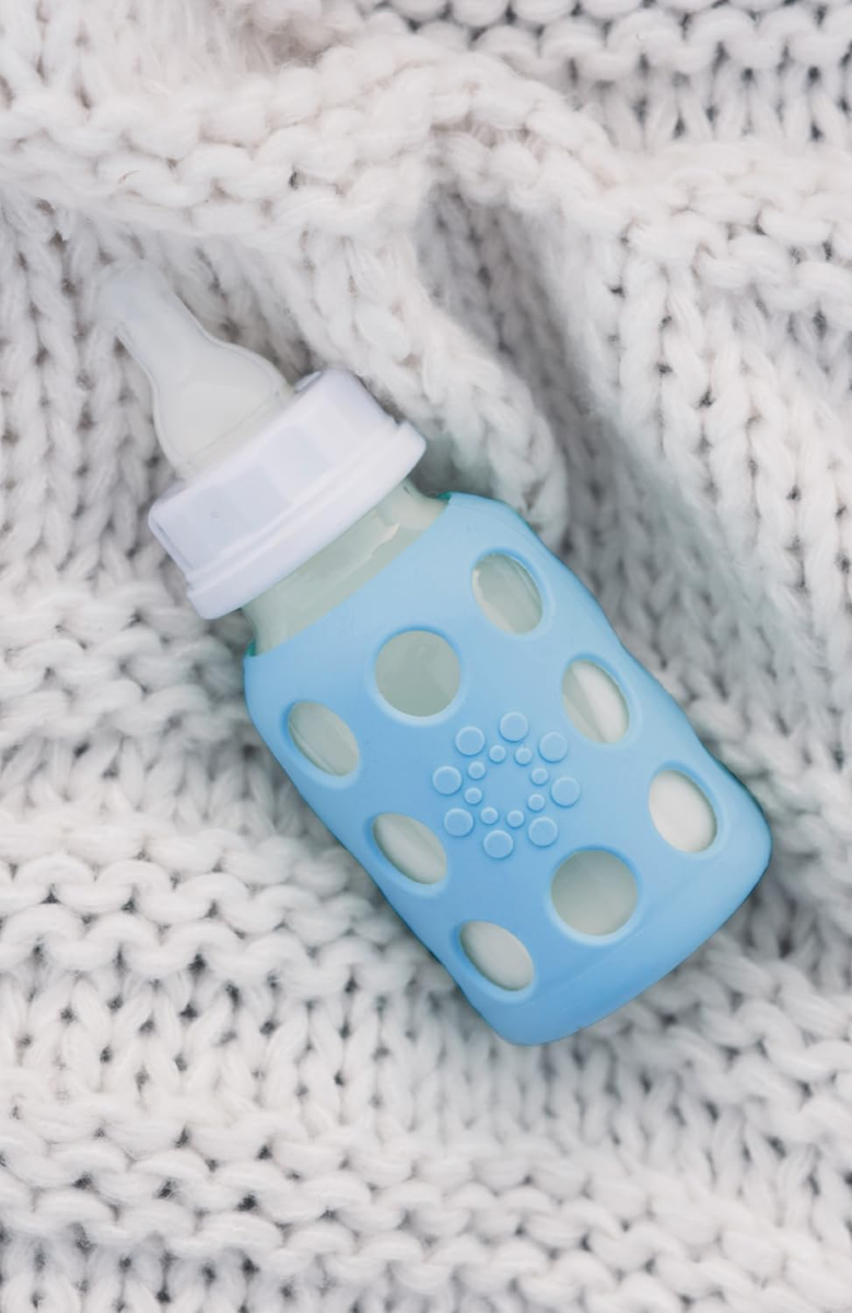 LifeFactory biberón de vidrio con funda 120 ml 3 m+ tetina 1