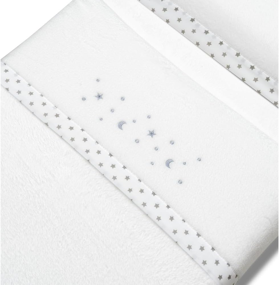 INTERBABY komplet pościeli do łóżeczka 60x120 cm Coralina, biała pościel niemowlęca z motywem gwiazdek