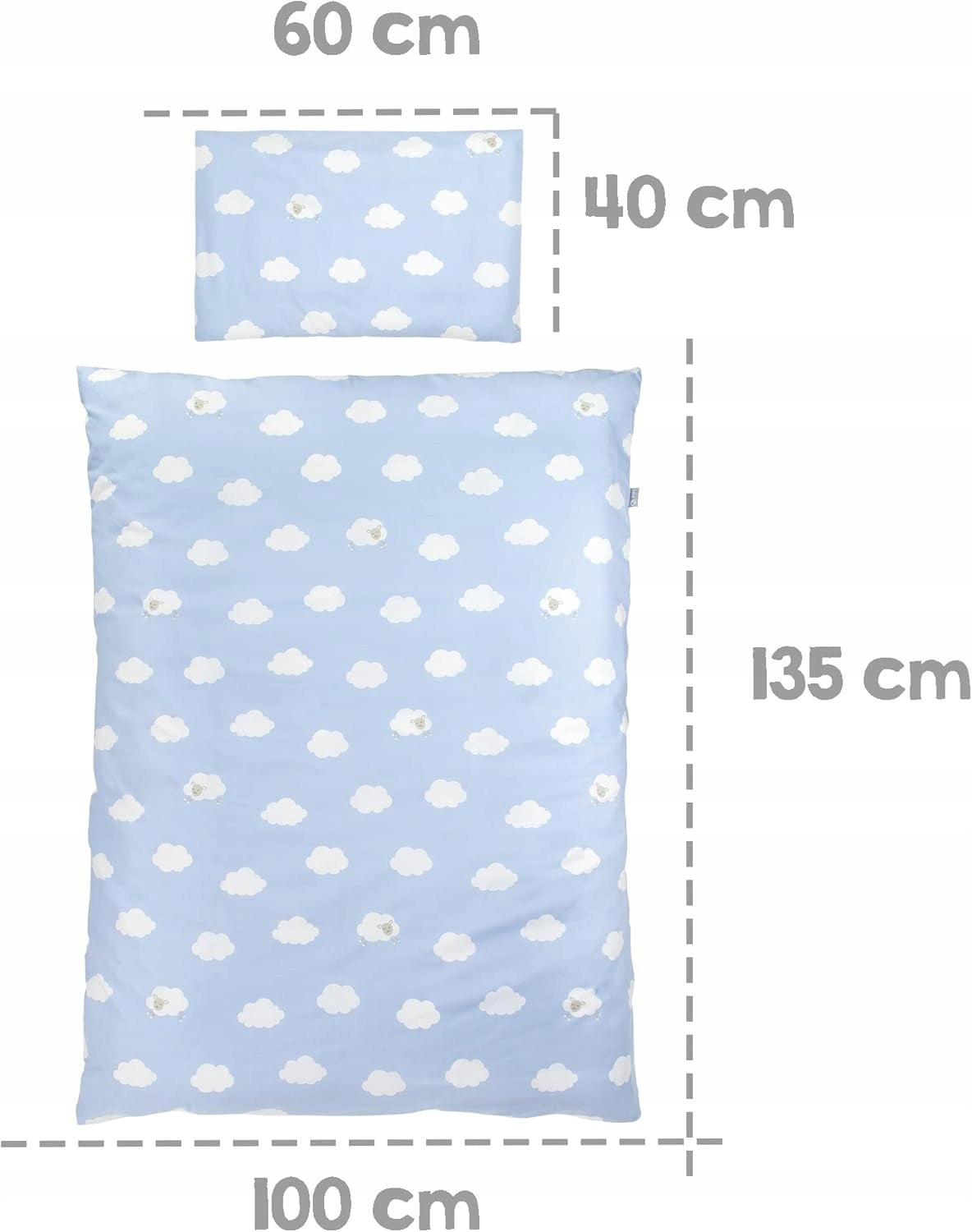 ROBA komplet pościeli 2częściowy 100x135 / 40x60, niebieska w chmurki, bawełna, dla dzieci