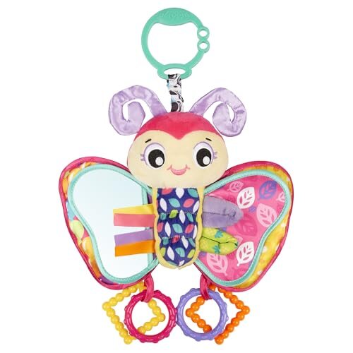 Playgro Blossom Butterfly zawieszka zabawka sensoryczna kolorowa zawieszka z lusterkiem i gryzakiem dla niemowląt
