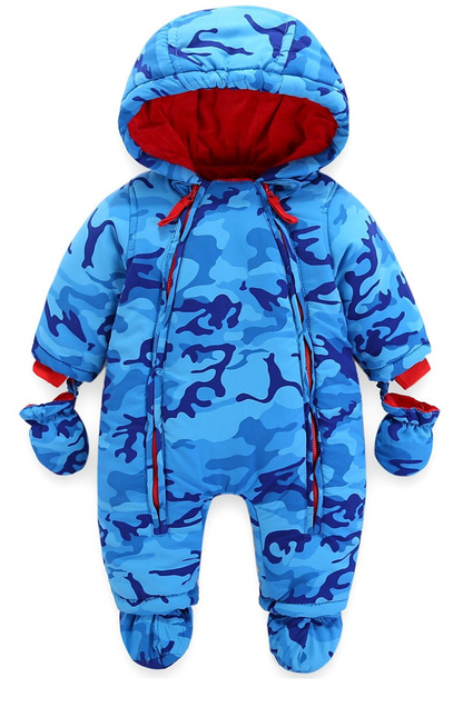 VINE mono de invierno con capucha 9-12 meses + guantes y botines para bebés