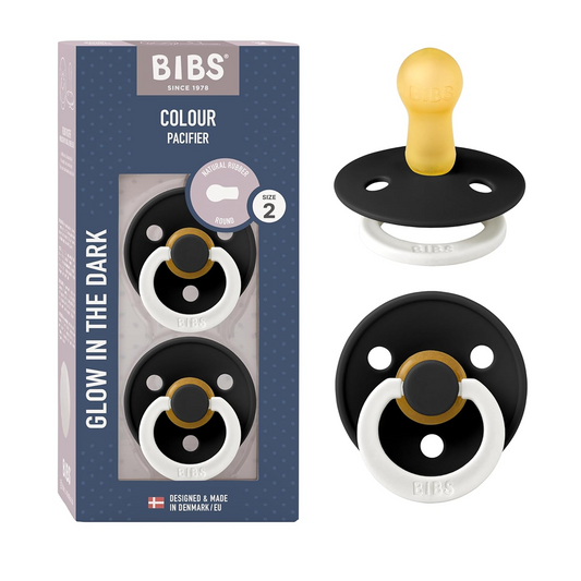BIBS COLOUR GLOW chupetes calmantes 2 pack caucho natural 6 meses+ BRILLAN