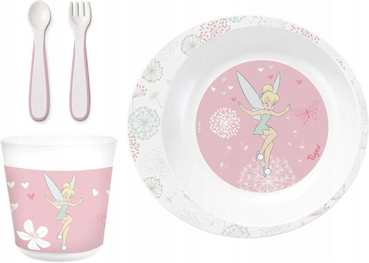 DISNEY BABY Tigex zestaw naczyń Tinkerbell 4el. - talerz, kubek, widelec i łyżka dla dzieci 6m+