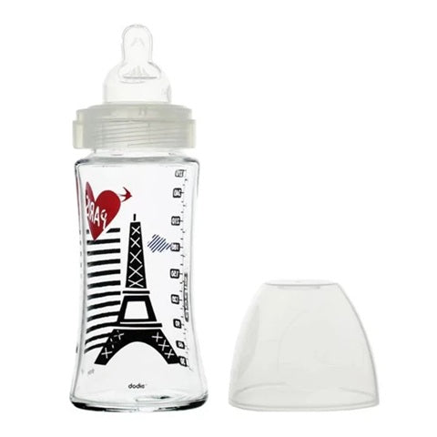 DODIE Sensation+ PARÍS biberón de vidrio 270 ml 0-6 m tetina 2 flujo medio