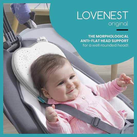 BABYMOOV Lovenest poduszka niemowlęca 0+ ORGANIC, antypłaska poduszka pod głowę dla niemowląt w foteliku