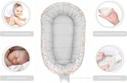 TOTSY BABY kokon niemowlęcy gniazdo 90 x 50, miękki dwustronny kokon dla niemowląt z grubą krawędzią